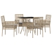 Juego de Comedor de Jardín de 5 Piezas Beige de Ratán Polímero