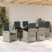 Conjunto de jardín de 7 piezas con cojines gris claro de rattan poli