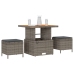 Conjunto de Comedor de Jardín de 3 Piezas con Cojines Gris de Poliratán y Acacia