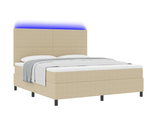 Cama Tapizada  con Colchón y Luz LED Verde Gris Rey Super Acanalado