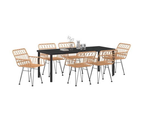 Juego de Comedor de Jardín de 7 Piezas  en Ratán Polimérico Marrón