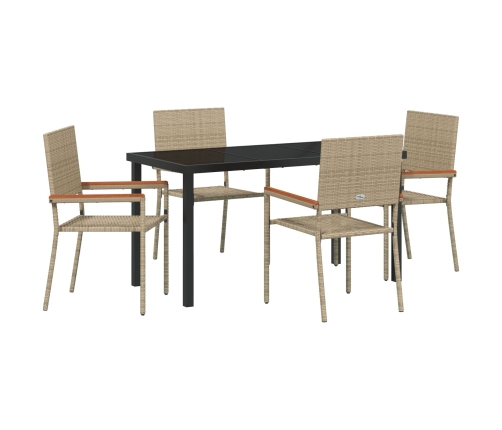 Conjunto de Comedor de Jardín de 5 Piezas de Poliratán Beige