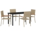 Conjunto de Comedor de Jardín de 5 Piezas de Poliratán Beige