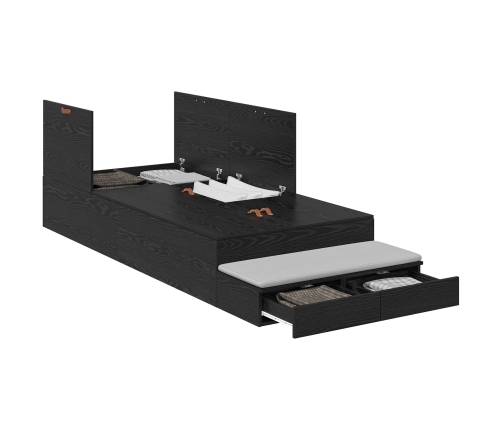 Estructura de Cama de Almacenamiento  Roble negro Madera elaborada