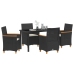 Conjunto de Comedor de Jardín  de 5 Piezas con Cojines Negro Poliratán