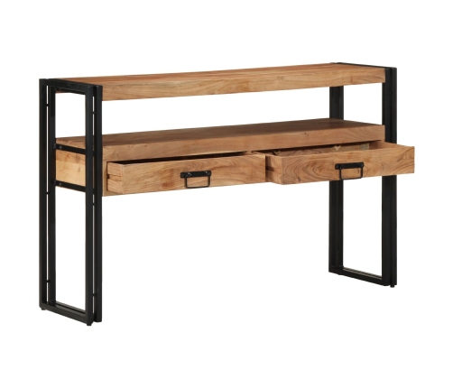 Mesas Auxiliares  Negras 120x33x75 cm de Madera Maciza de Acacia y Metal