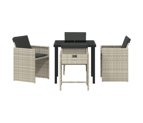 Set de Comedor de Jardín de 5 Piezas  con Cojines Gris Claro Poliratán