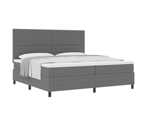 Cama con Somier  con Colchón Gris Claro 200x200 cm Tela de Pana
