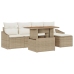 Set de Comedor de Jardín de 6 Piezas con Cojines Beige de Ratán Poliéster Acacia
