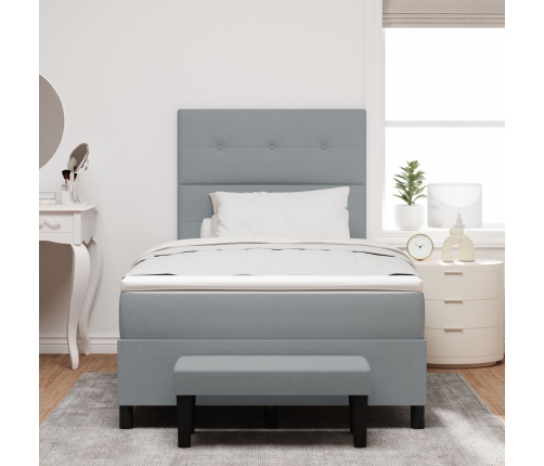 Cama con Base de Resortes  con Colchón y Banco Gris Claro 120x200 cm Tela