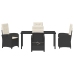 Set de Comedor de Jardín de 5 Piezas con Cojines Ratán Poliéster Negro