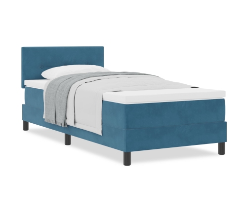 Cama con Somier  con Colchón Azul Oscuro 100x200 cm Terciopelo