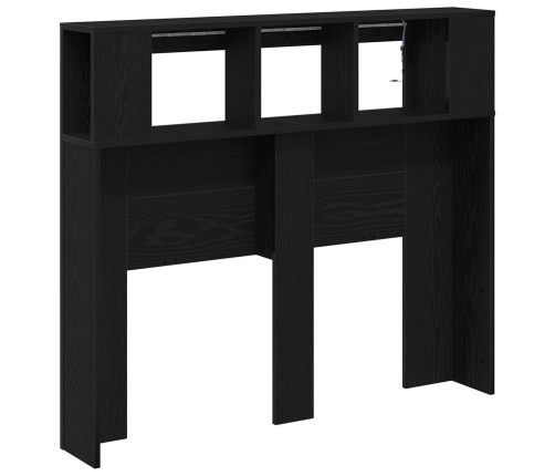 Cabecero de Almacenamiento  con Luces LED Roble Negro 120x18,5x103,5 cm