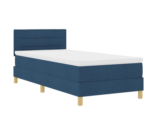 Cama con Somier  con Colchón Azul 100x200 cm Tela