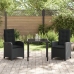 Set de Comedor de Jardín de 3 Piezas con Cojines Negro Poliratán