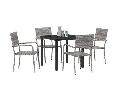 Juego de Comedor de Jardín de 5 Piezas Gris Poliratán