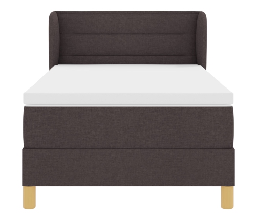 Cama Box Spring  con Colchón Marrón Oscuro 100x200 cm Tela