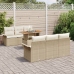 Conjunto de Sofá de Jardín de 7 Piezas con Cojines Beige Ratán Poliéster Acacia