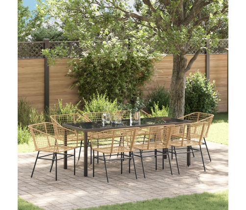 Conjunto de Comedor de Jardín de 9 Piezas Marrón Poliratán