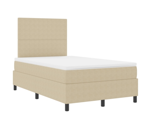 Cama con Somier  con Colchón y Luz LED Verde Gris 120x200 cm Tela de Corduroy