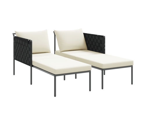 Tumbona  con cojines para 2 personas color antracita 115x153x69,5 cm de acero