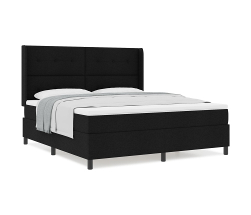 Cama con somier y colchón  Negro 180x200 cm Tela