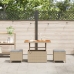 Conjunto de Jardín de Comedor de 3 Piezas con Cojines Beige de Poliratán y Acacia