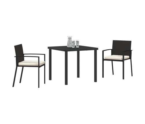 Juego de Comedor de Jardín  3 Piezas Negro Poliratán