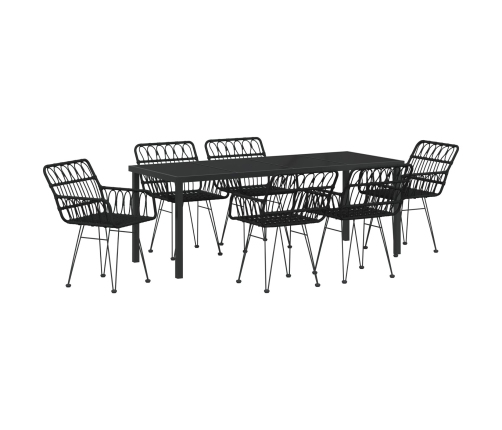 Conjunto de Comedor de Jardín  de 7 Piezas Negro Poliratán