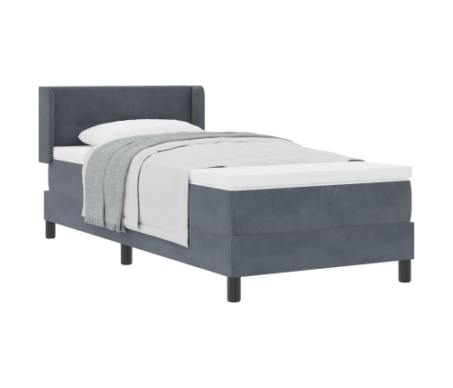 Cama Box Spring con Colchón  Gris Oscuro 90x200 cm Terciopelo