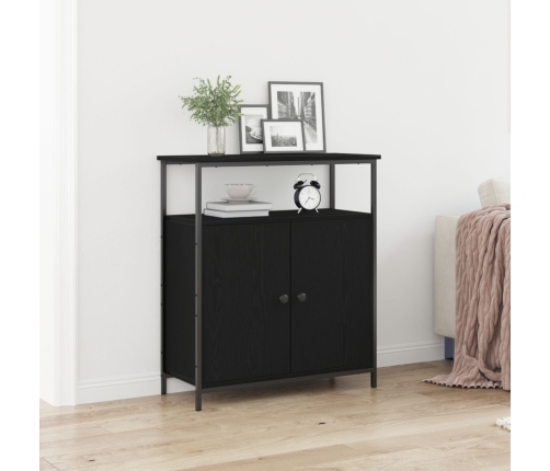 Aparador Negro de Roble 70x30x80 cm de Madera Ingenierizada