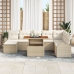 Conjunto de Comedor de Jardín de 9 Piezas con Cojines Beige Poliratán Acacia