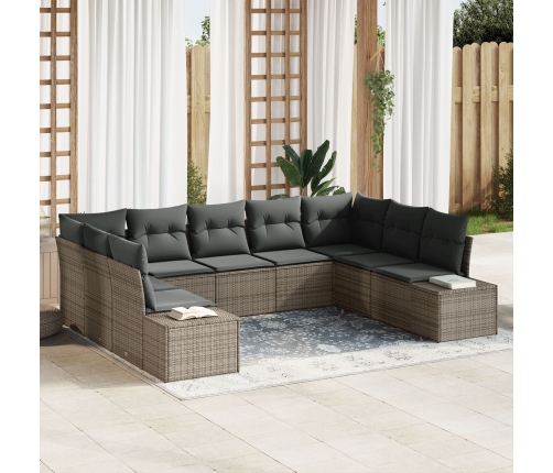 Set de sofá de jardín  Set de 9 Gris Ratán Sofá de jardín