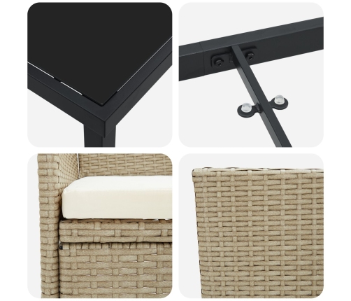 Conjunto de Comedor de Jardín de 7 Piezas  Beige Ratán Polimérico