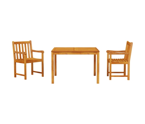 Conjunto de Comedor de Jardín de 3 Piezas en Madera Sólida de Acacia