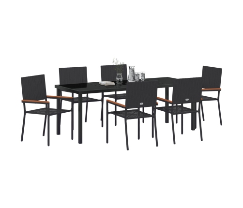 Conjunto de Comedor de Jardín de 7 Piezas  Poliratán Negro