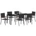 Conjunto de Comedor de Jardín de 7 Piezas  Poliratán Negro