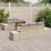 Juego de Comedor de Jardín de 6 Piezas con Cojines Beige de Rattan Poliéster y Acacia