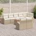 Conjunto de Sofás de Jardín  de 9 piezas con Cojines Beige de Polirratán Acacia