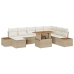 Conjunto de Sofá de Jardín  Set de 9 Beige y crema Ratán y poliéster