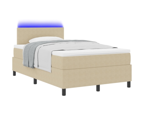 Cama con Somier  con Colchón y Luz LED Beige 120x200 cm Tela de Pana