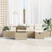 Conjunto de Sofá de Jardín de 6 Piezas con Cojines Beige de Ratán Polihídrico