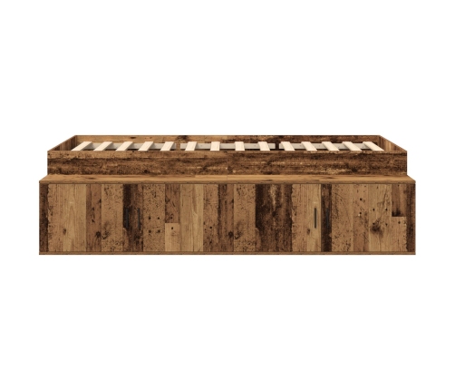 Cama de Almacenamiento Madera Envejecida 100x200 cm