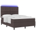 Cama con somier con colchón y LED Marrón oscuro 140x190 cm Tela