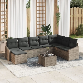 Conjunto de Sofá de Jardín de 8 Piezas con Cojines Ratán Sintético Negro