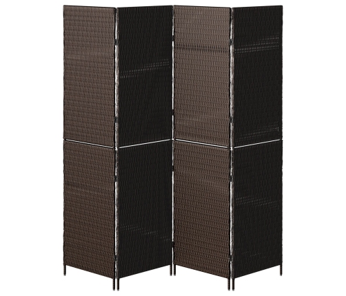 Divisor de habitación  4 paneles plegable marrón 195x180 cm poli ratán