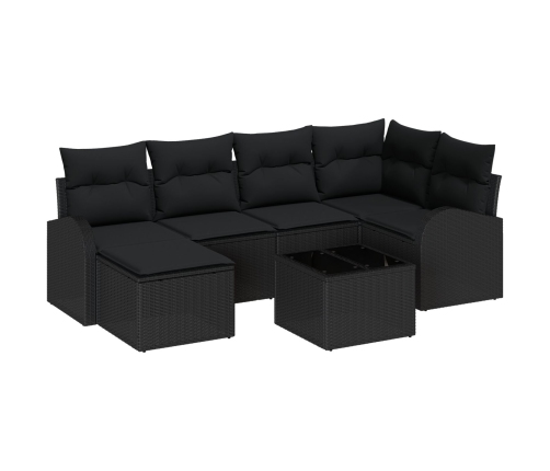 Set de Sofá de Jardín de 7 Piezas con Cojines Beige Poliratán
