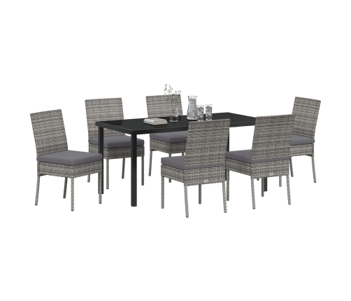 Conjunto de Comedor de Jardín de 7 Piezas  Gris Poliratán