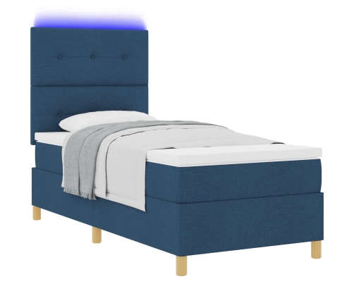 Estructura de Cama  con Colchón Azul Tela 90 x 200 cm Cama Azul