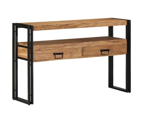 Mesas Auxiliares  Negras 120x33x75 cm de Madera Maciza de Acacia y Metal
